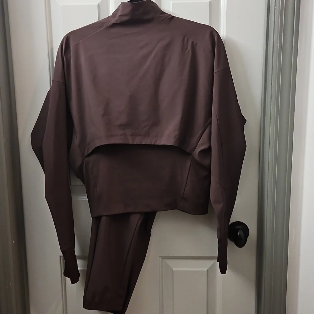 Adidas Womens Chocolate Brown Track Jacket And Matching Pant Set - Picture 2 of 5